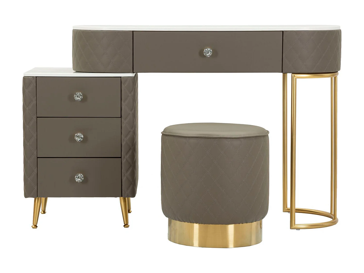 Toeletta in pcv gragia completa di pouff cm 120x40x75 pouff Ø cm 36x39