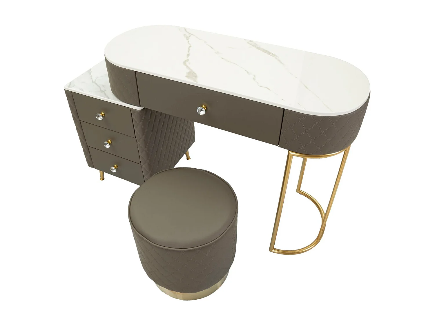 Toeletta in pcv gragia completa di pouff cm 120x40x75 pouff Ø cm 36x39