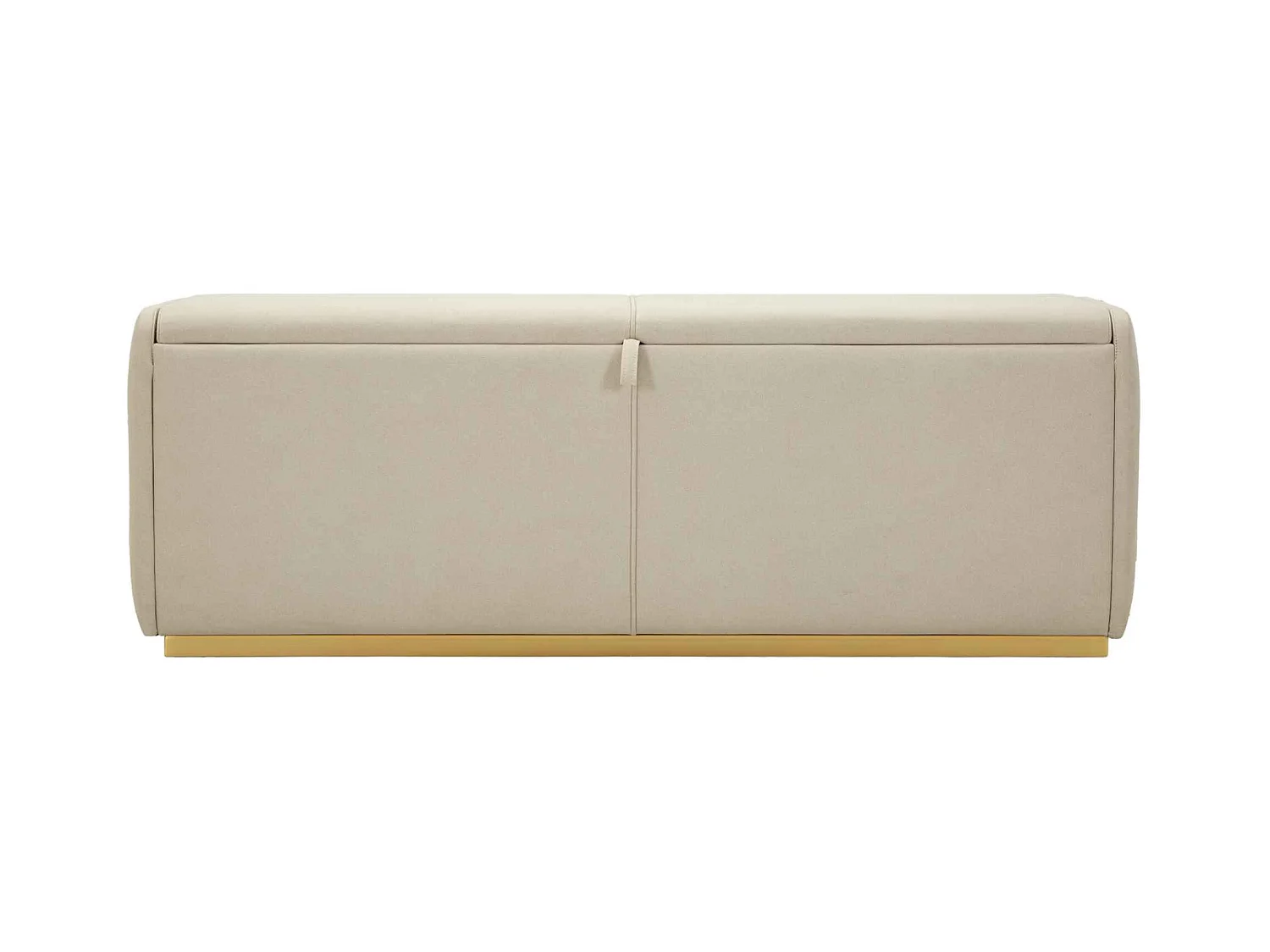 Banc en tissu beige avec compartiment de rangement, 130x45x45 cm