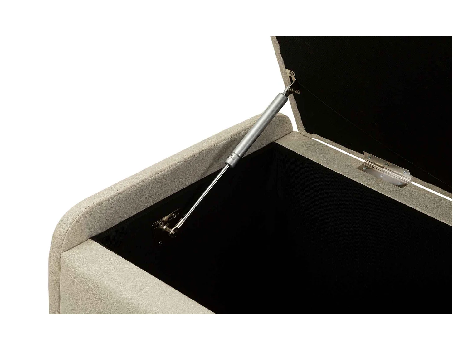 Banc en tissu beige avec compartiment de rangement, 130x45x45 cm