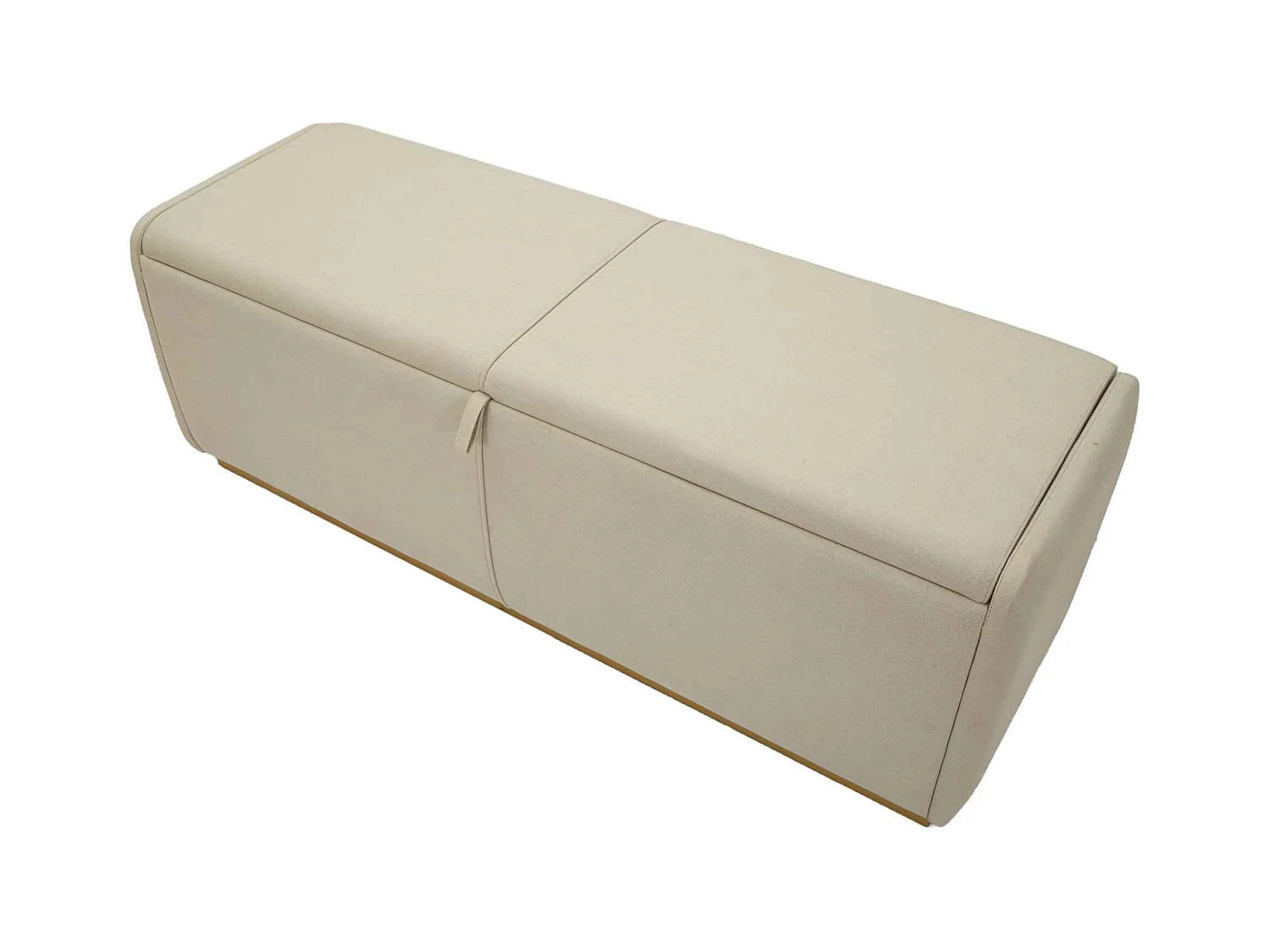 Banc en tissu beige avec compartiment de rangement, 130x45x45 cm
