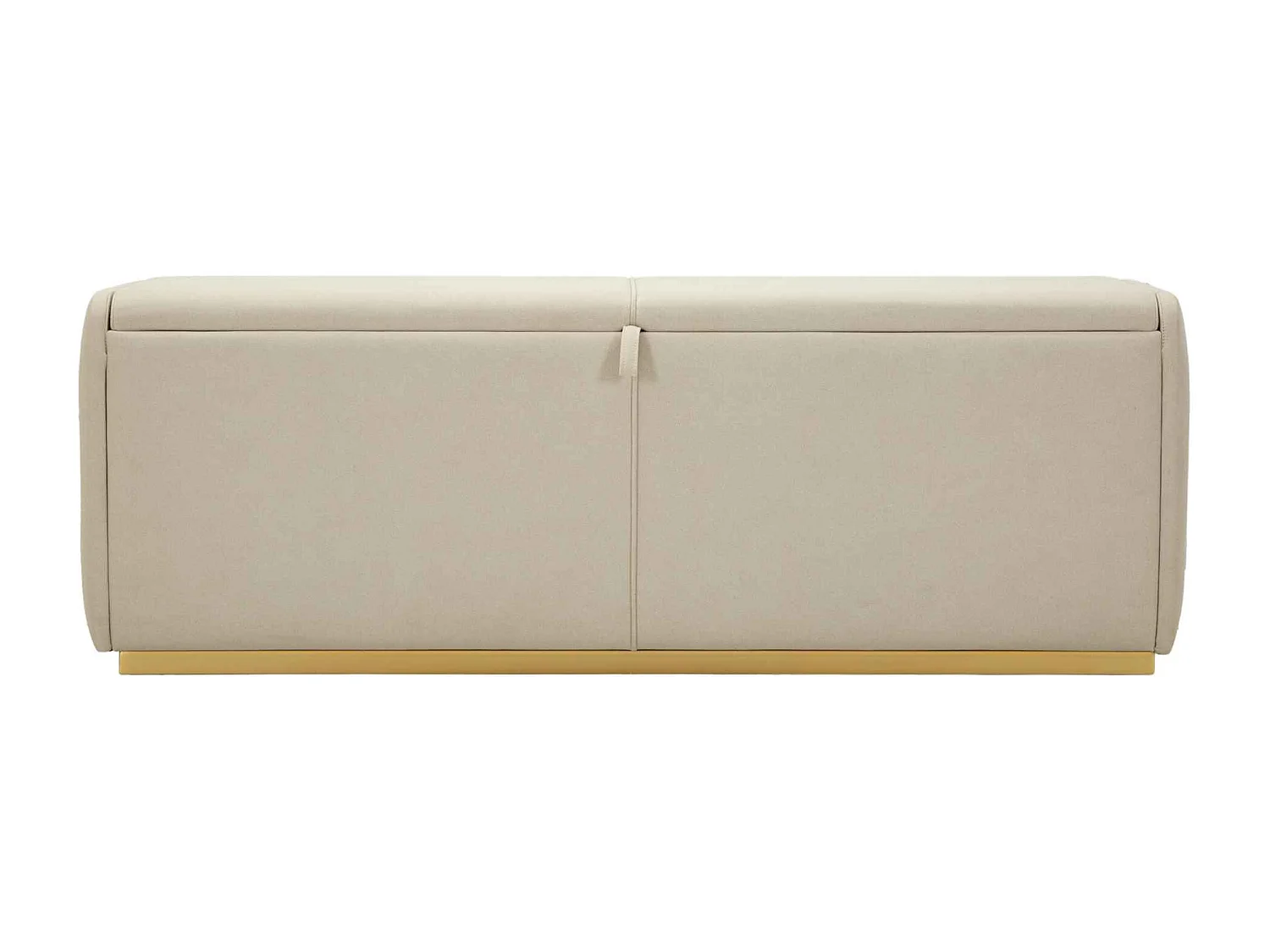 Beige stoffen bank met opbergvak, 130x45x45 cm