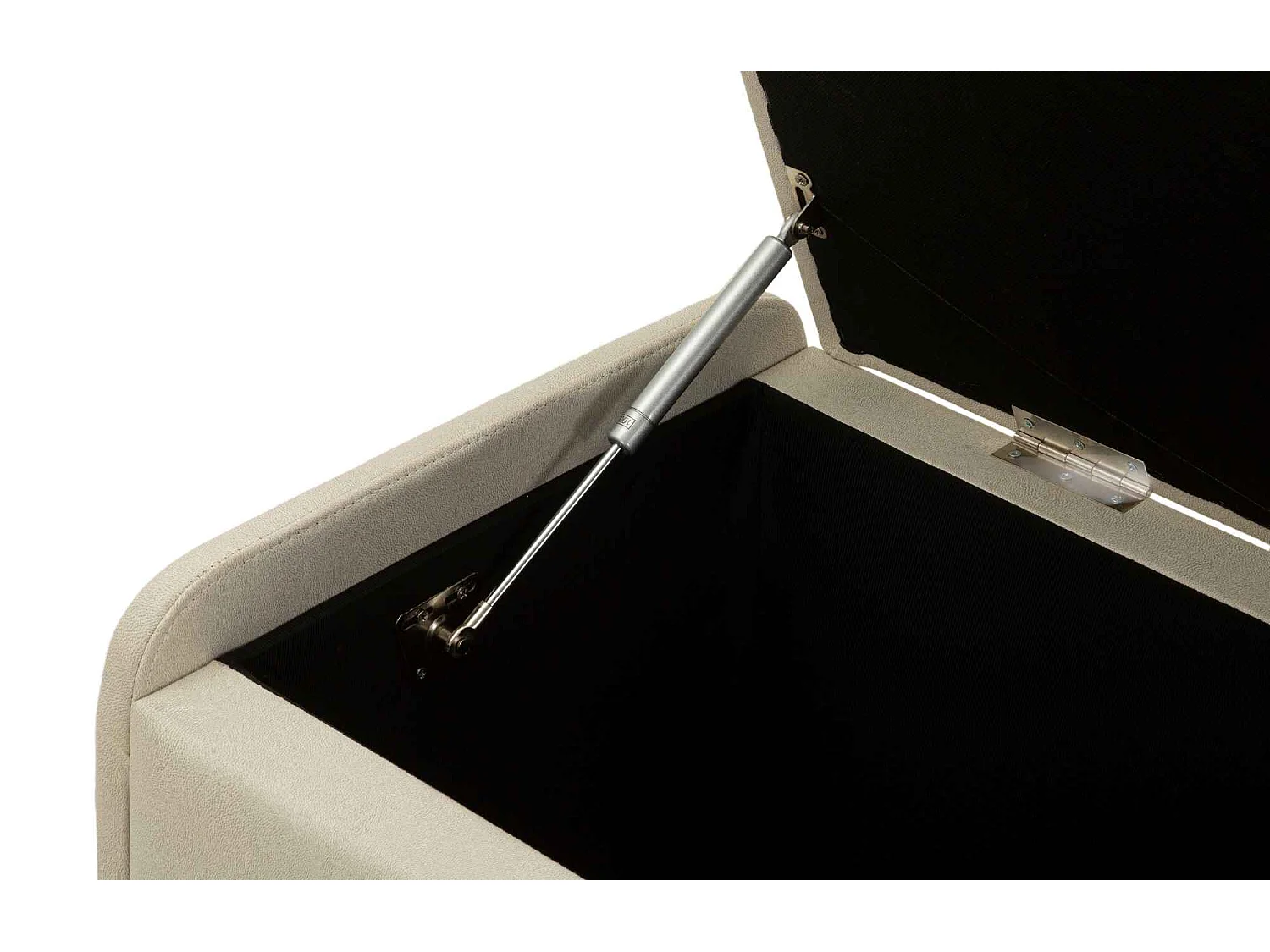 Beige stoffen bank met opbergvak, 130x45x45 cm