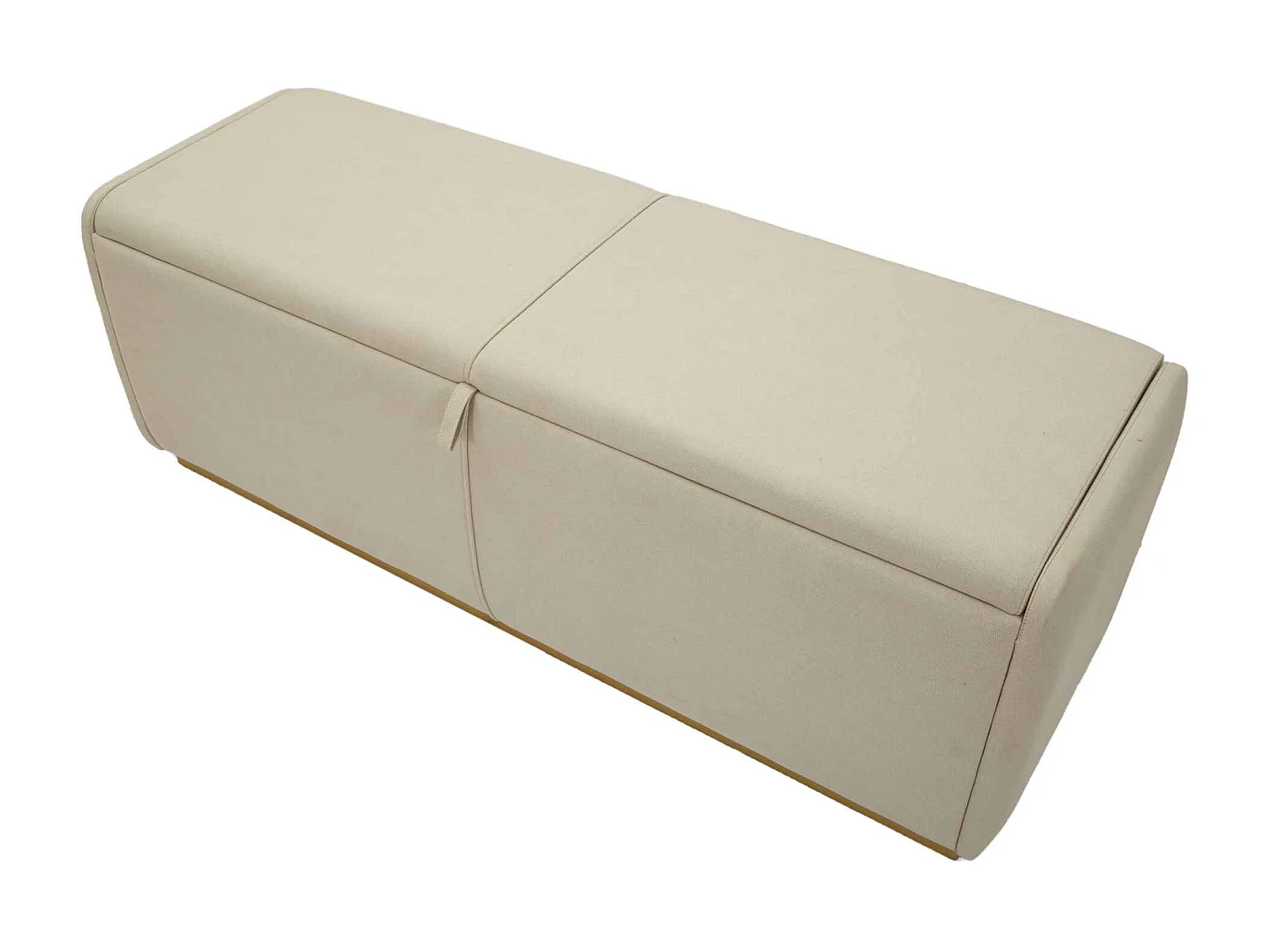 Beige stoffen bank met opbergvak, 130x45x45 cm