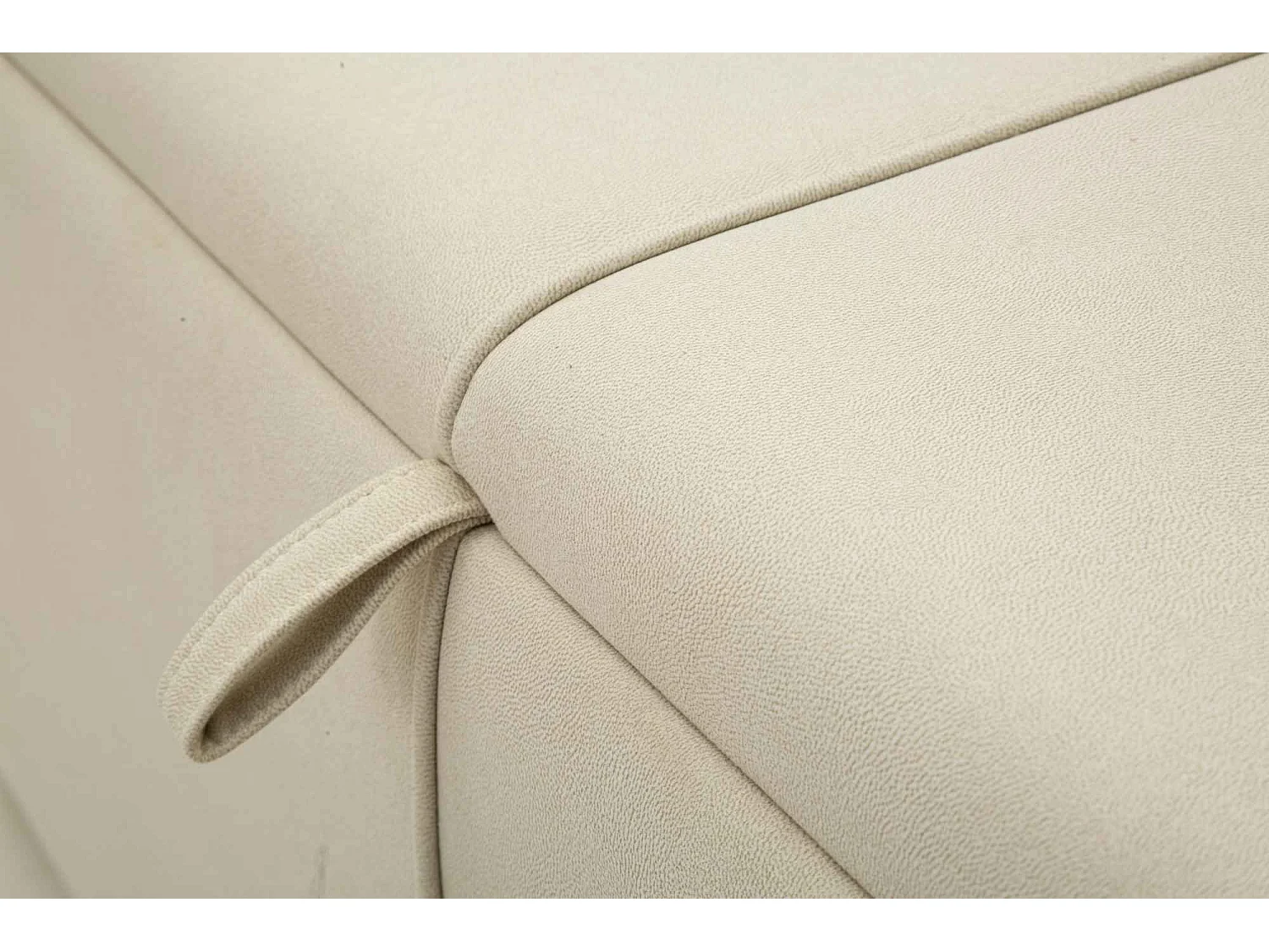 Beige stoffen bank met opbergvak, 130x45x45 cm