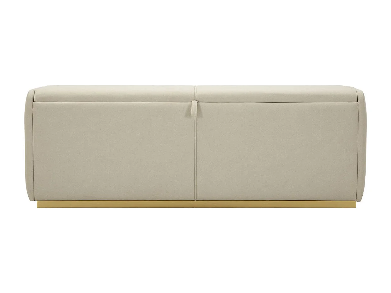Beige stoffen bank met opbergvak, 130x45x45 cm