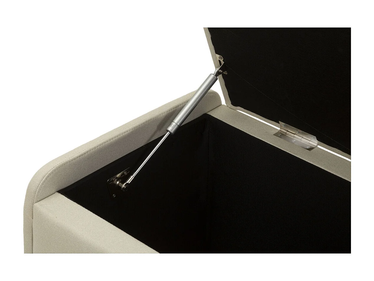 Beige stoffen bank met opbergvak, 130x45x45 cm