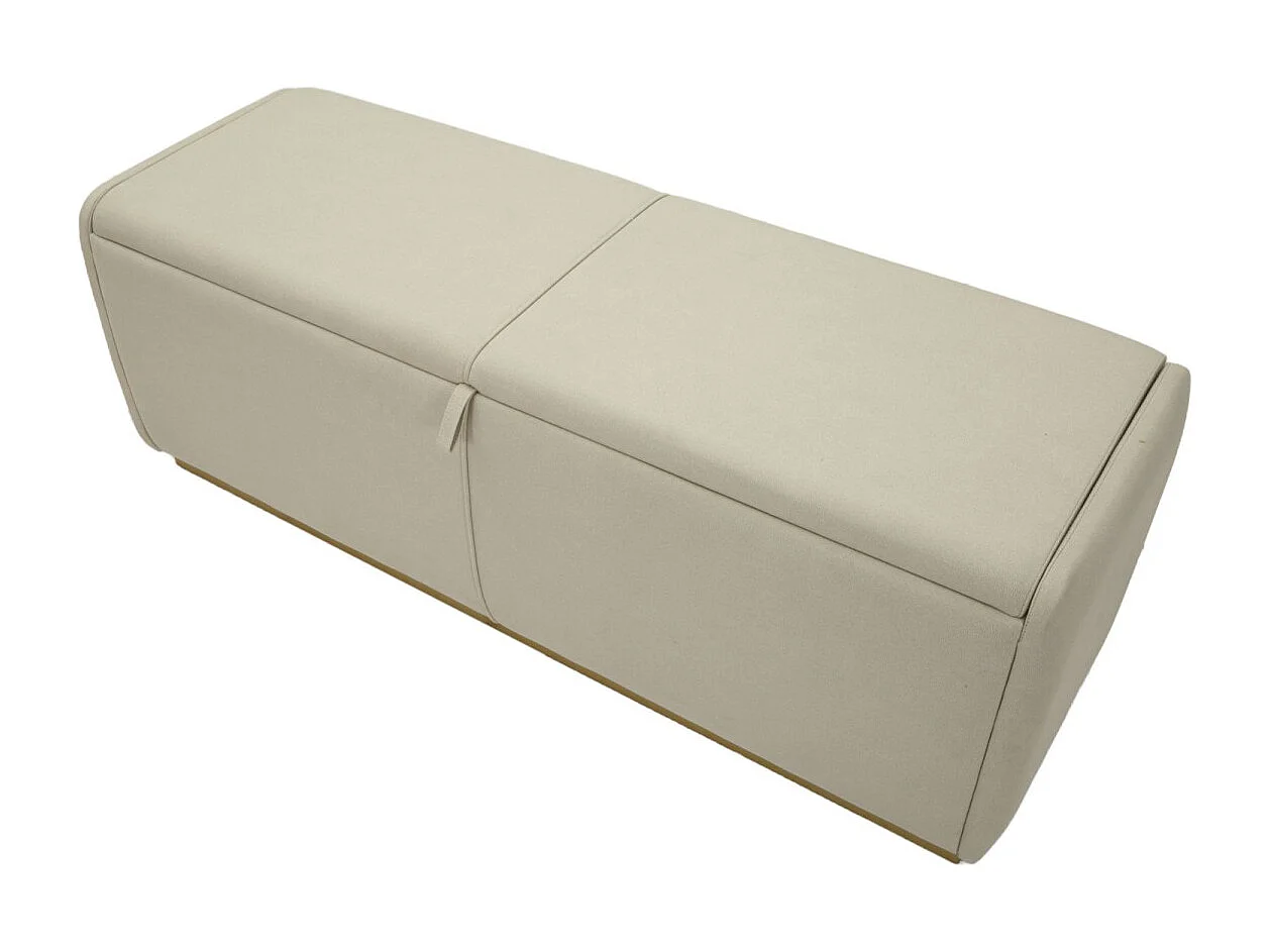 Beige stoffen bank met opbergvak, 130x45x45 cm