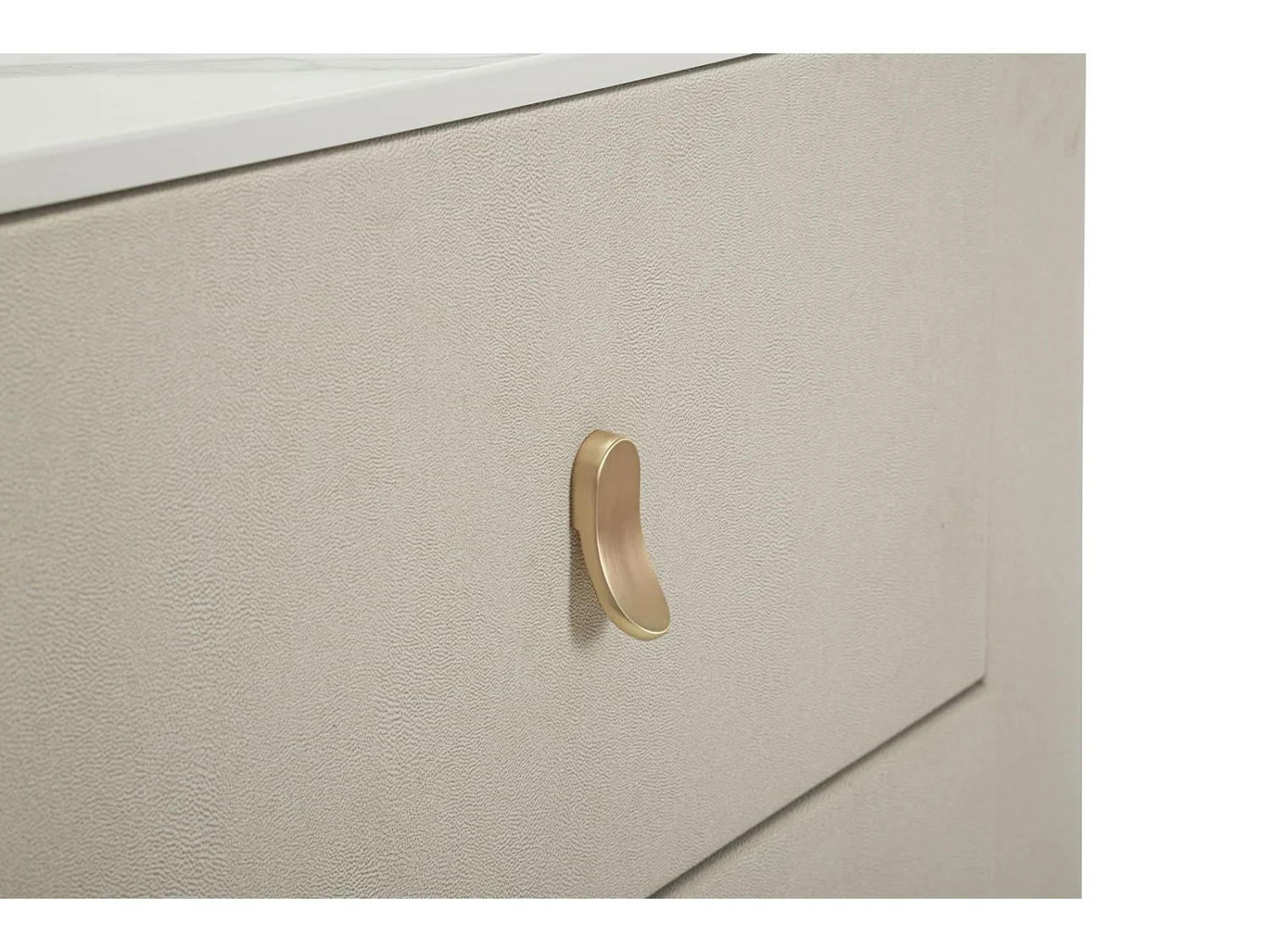 Mobile in tessuto beige e metallo dorato cm 140x45x76