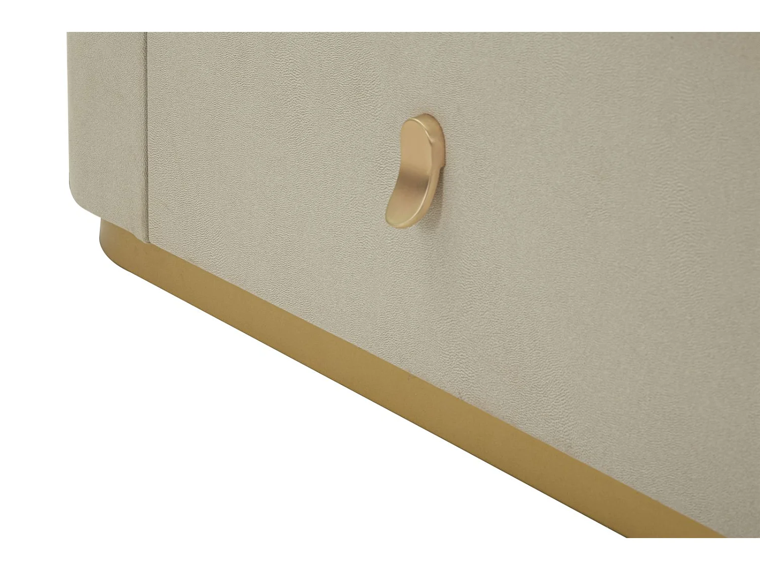 Armoire en tissu beige et métal doré, 140x45x76 cm