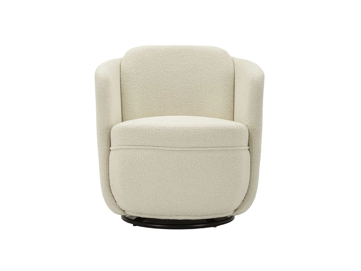 Poltrona giratória Torino Cream 70x72x75 cm - Poltrona de design moderno e confortável com base giratória, estrutura em ferro e madeira.