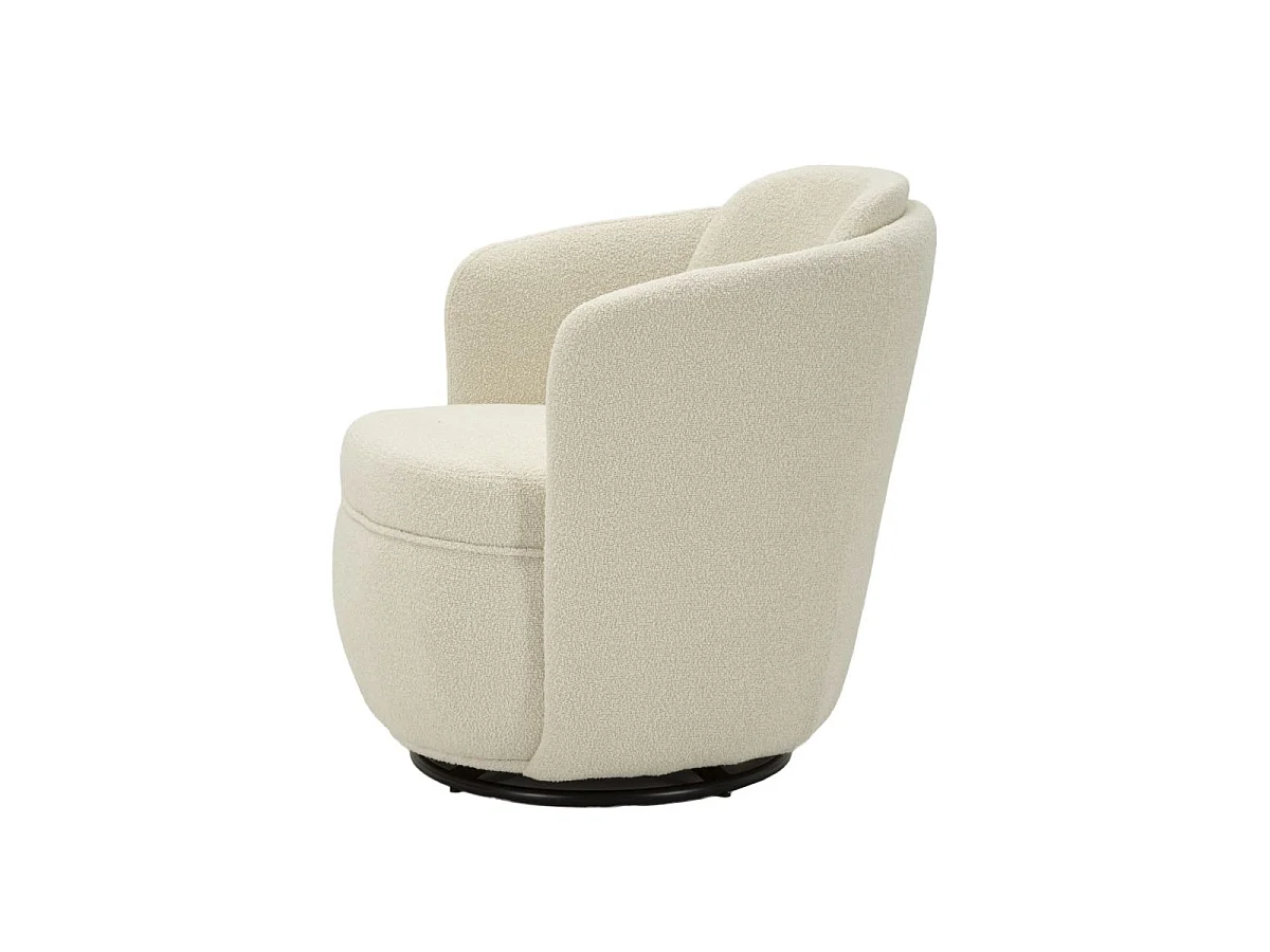 Poltrona giratória Torino Cream 70x72x75 cm - Poltrona de design moderno e confortável com base giratória, estrutura em ferro e madeira.