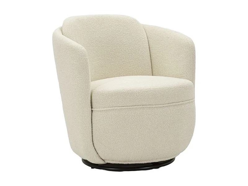 Draaifauteuil in crèmekleurige stof, 70x72x75 cm