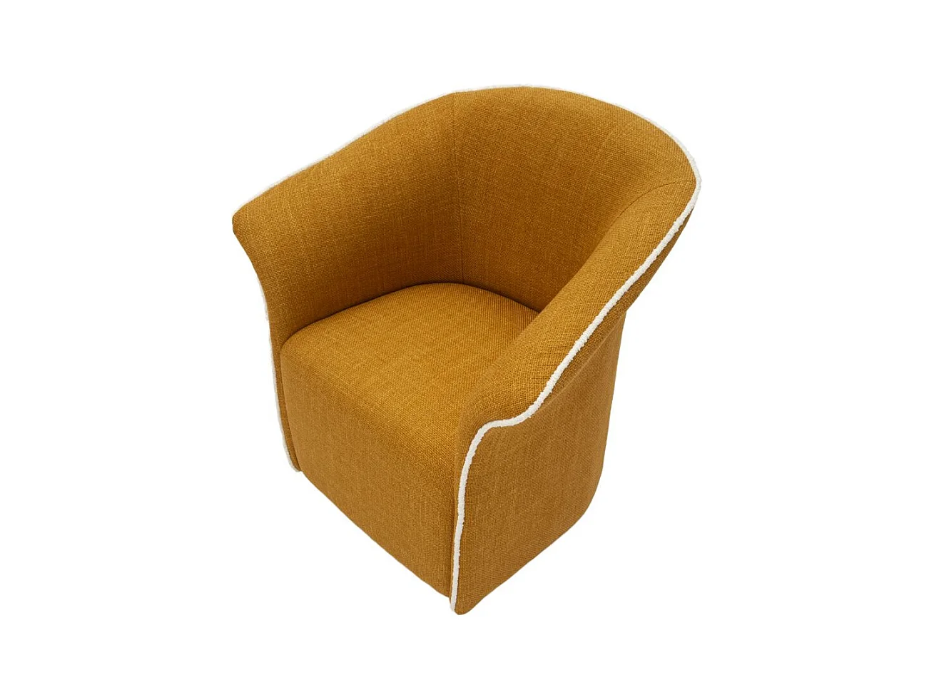 Fauteuil pivotant en tissu moutarde cm 83,5x66x80