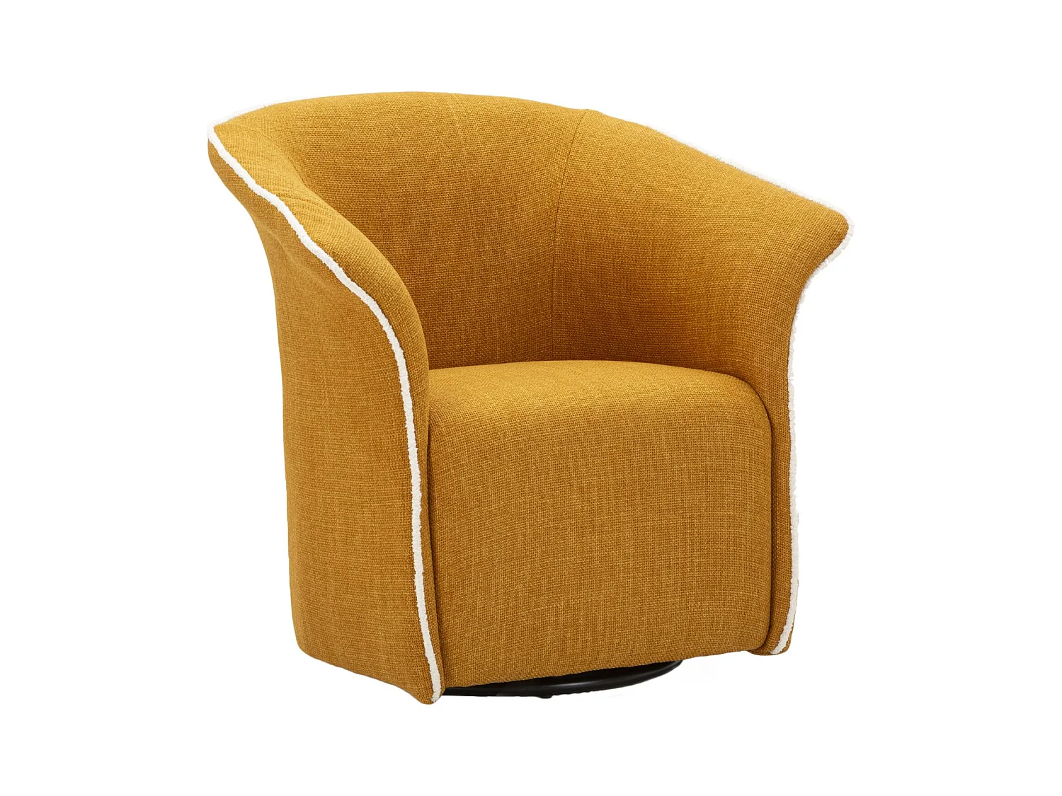 Poltrona girevole in tessuto senape cm 83,5x66x80