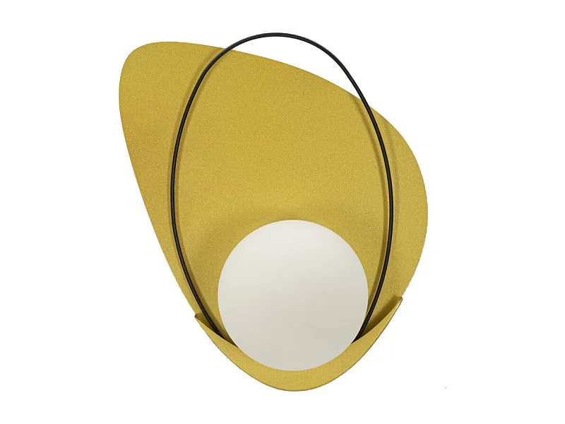 Lampada da parete in metallo e vetro dorata cm 28x17x32