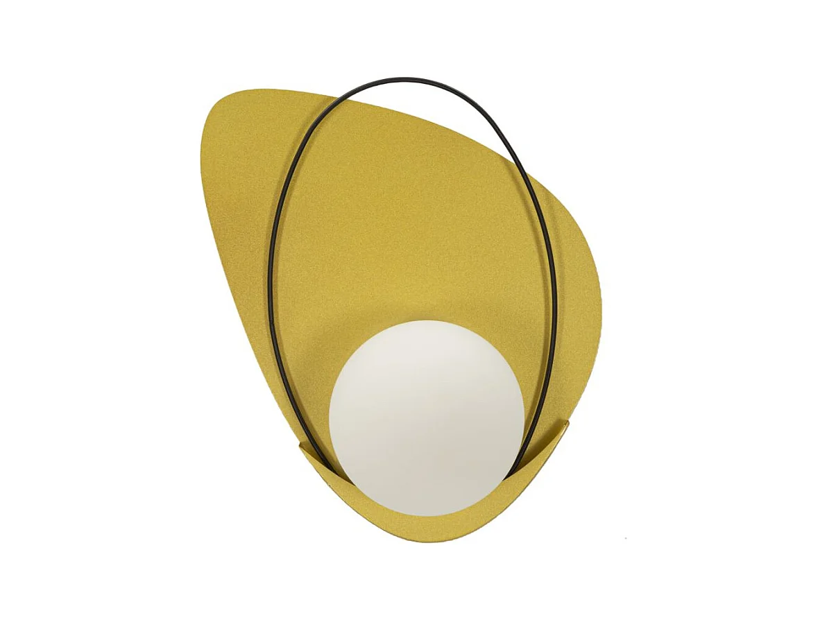 Lampada da parete in metallo e vetro dorata cm 28x17x32