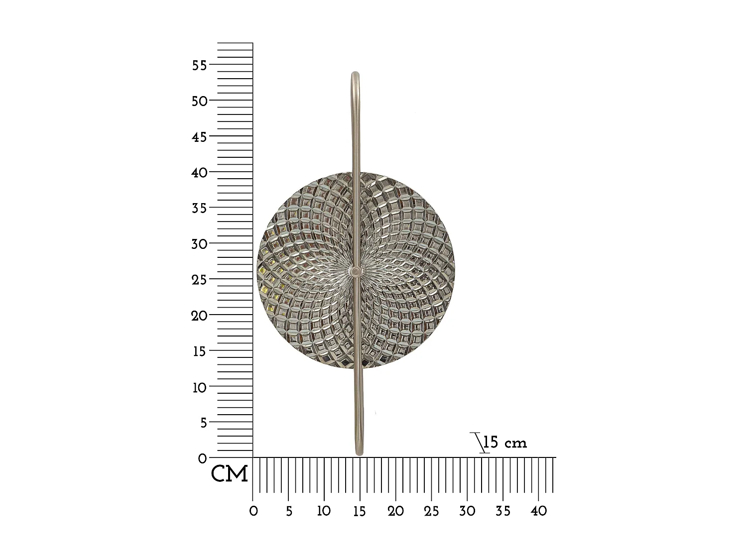 Wandlamp van zilverkleurig metaal en glas, 28x15x54 cm