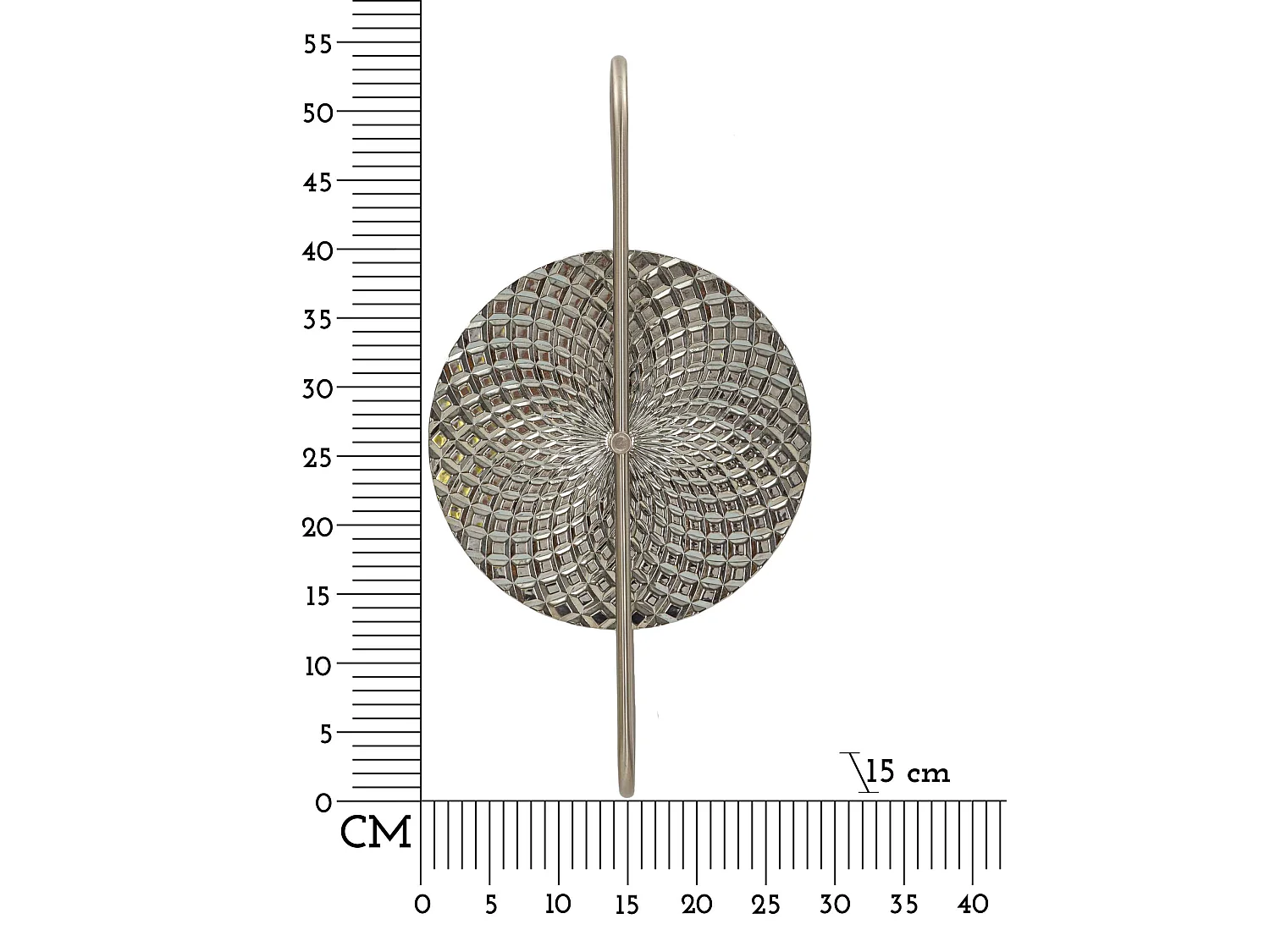 Wandlamp van zilverkleurig metaal en glas, 28x15x54 cm