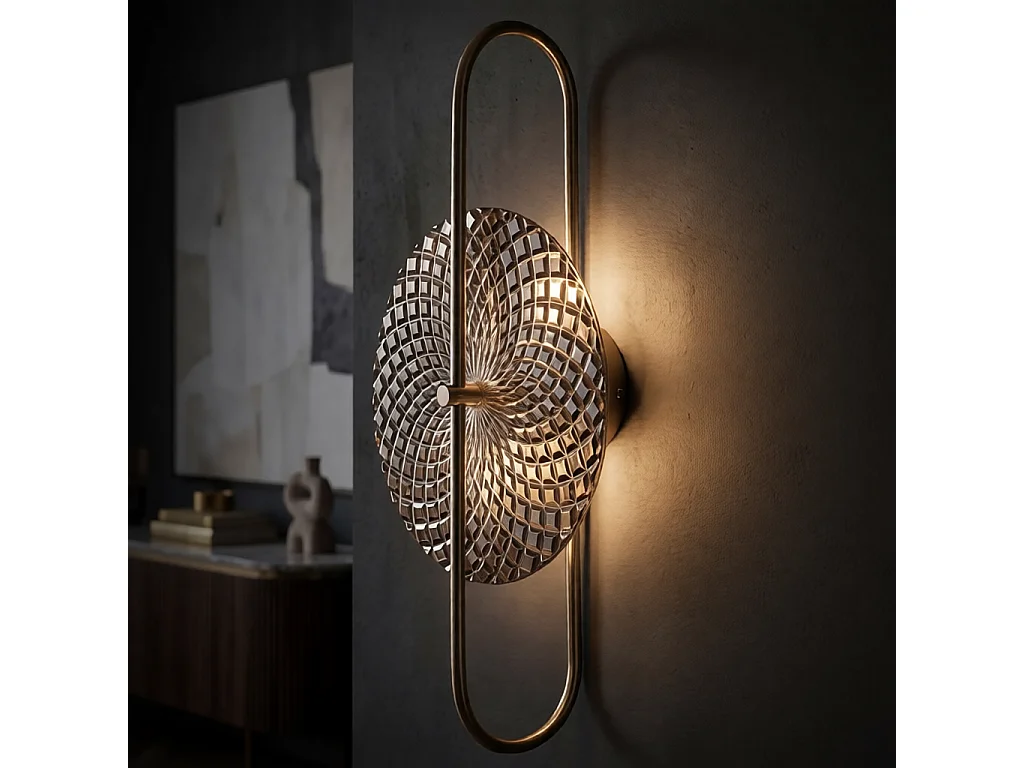 Wandlamp van zilverkleurig metaal en glas, 28x15x54 cm