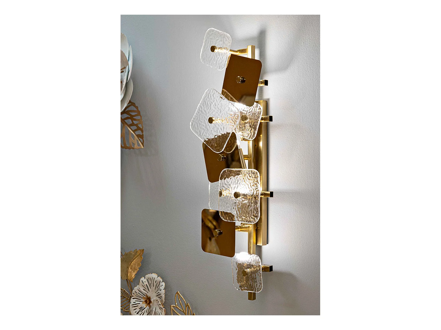 Applique Murale Design en Verre "Glassy" 76cm Or