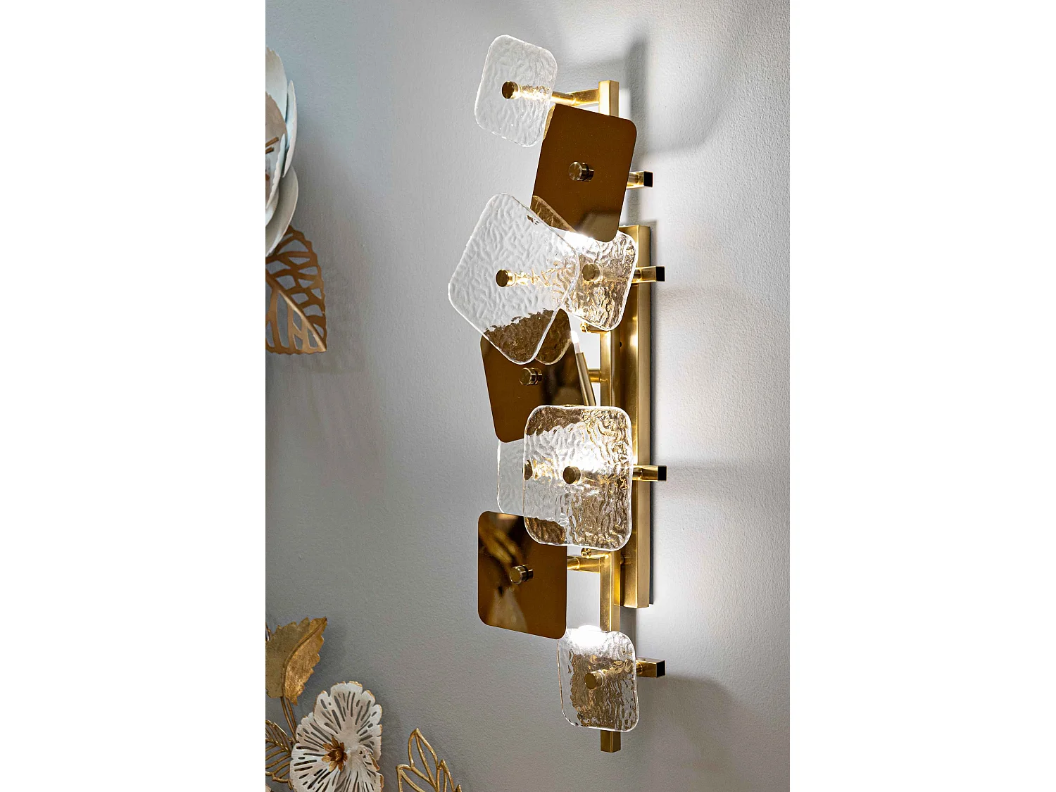 Applique Murale Design en Verre "Glassy" 76cm Or