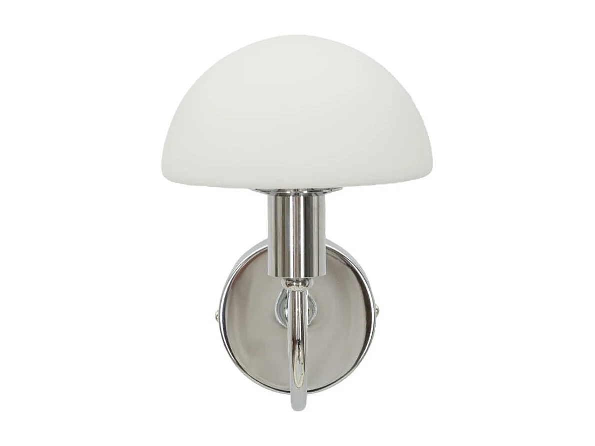 Wandlamp van zilverkleurig metaal en glas, 23x15x22 cm