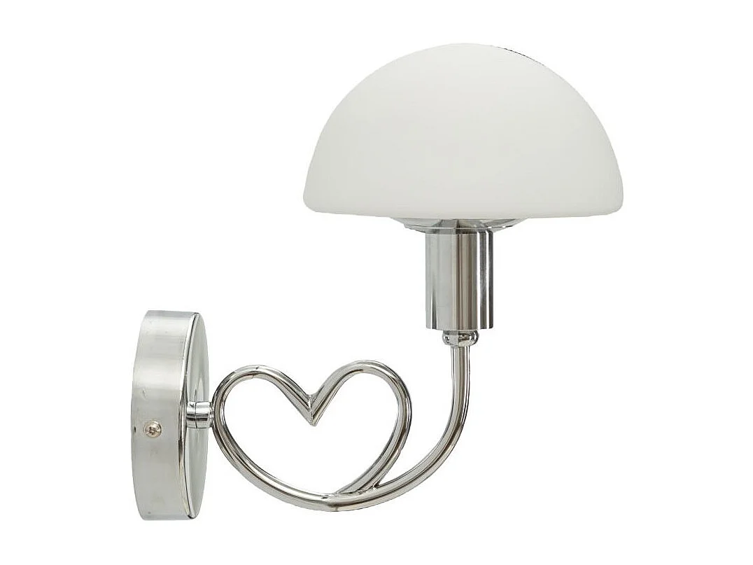 Wandlamp van zilverkleurig metaal en glas, 23x15x22 cm