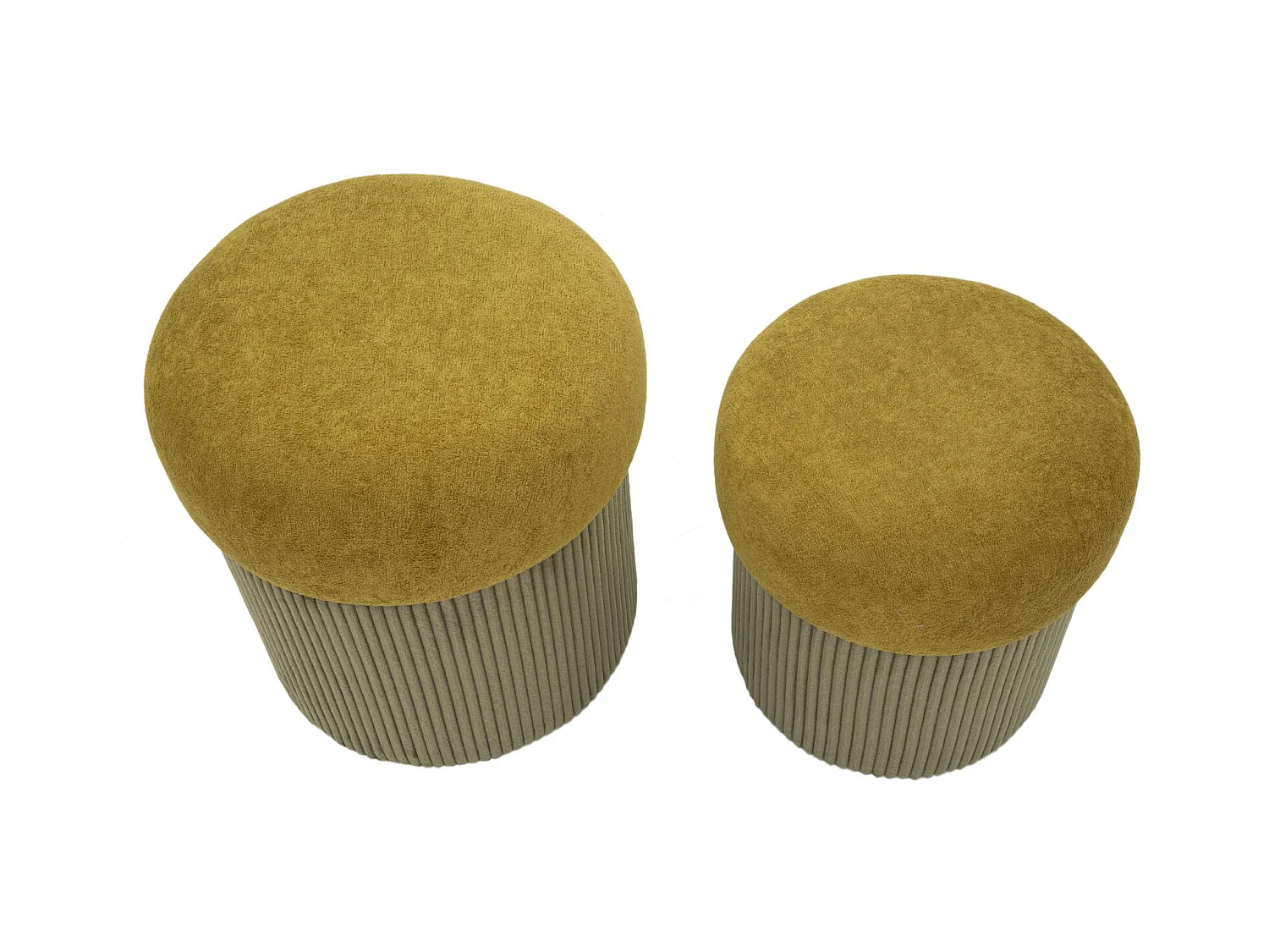 Lot de 2 poufs de rangement verts cm ø 42x44-35x37