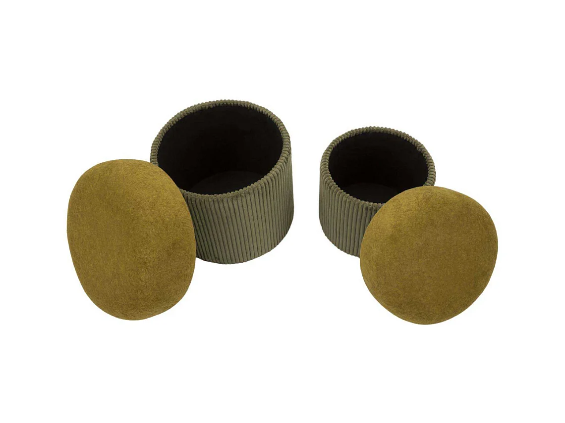 Lot de 2 poufs de rangement verts cm ø 42x44-35x37