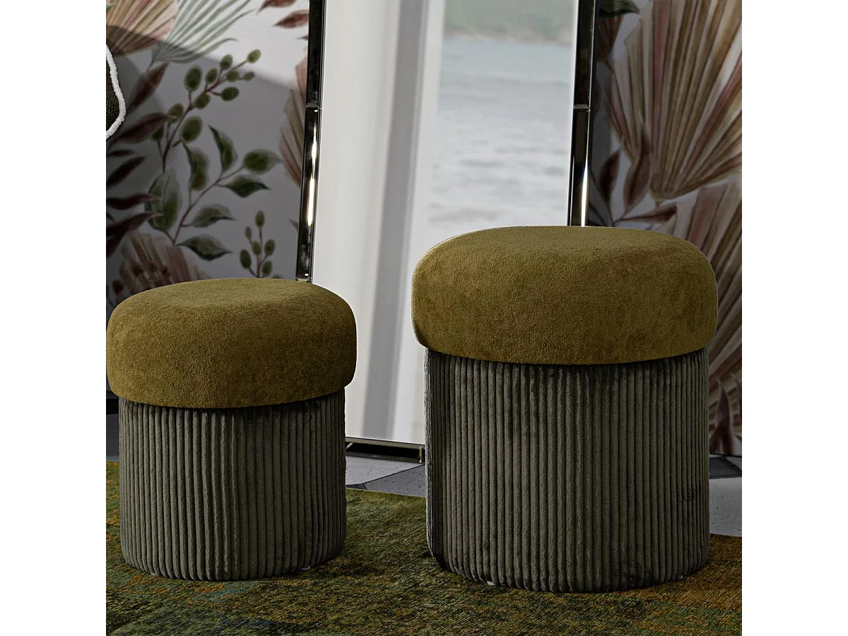 Lot de 2 Poufs Coffres "Aspen" 44cm Vert