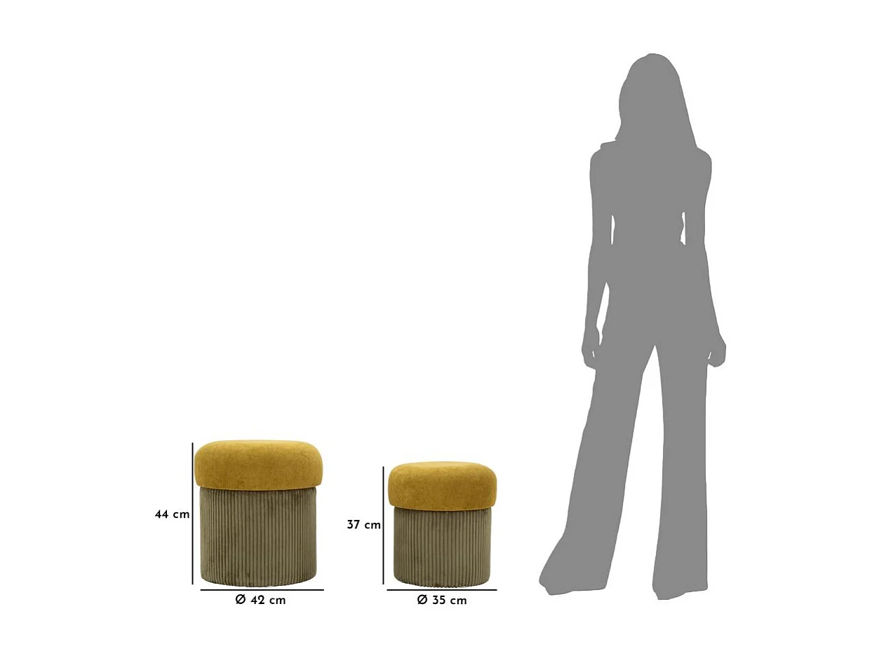 Lot de 2 Poufs Coffres "Aspen" 44cm Vert