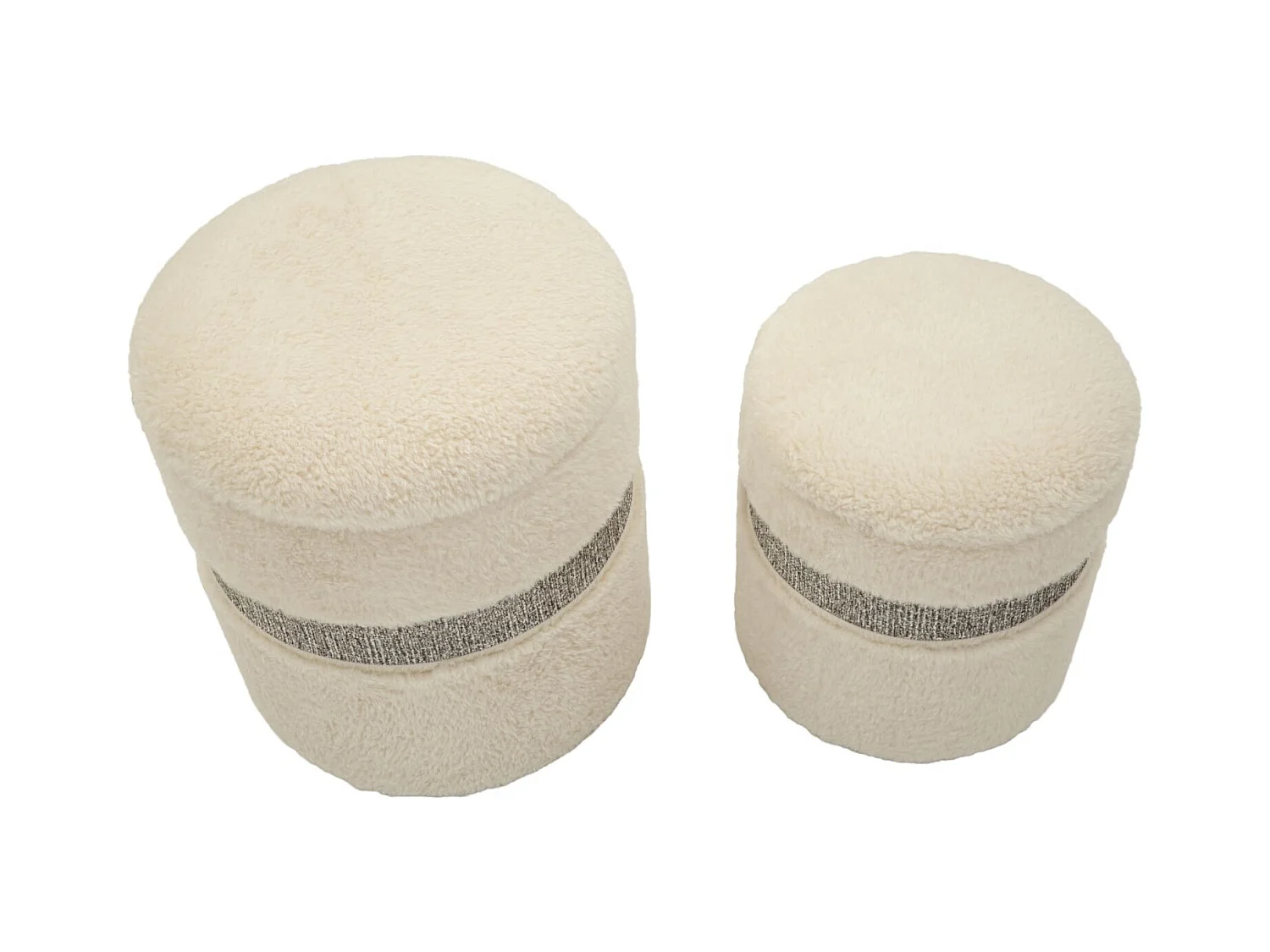 Lot de 2 poufs récipients à crème cm ø 40x47-32x38
