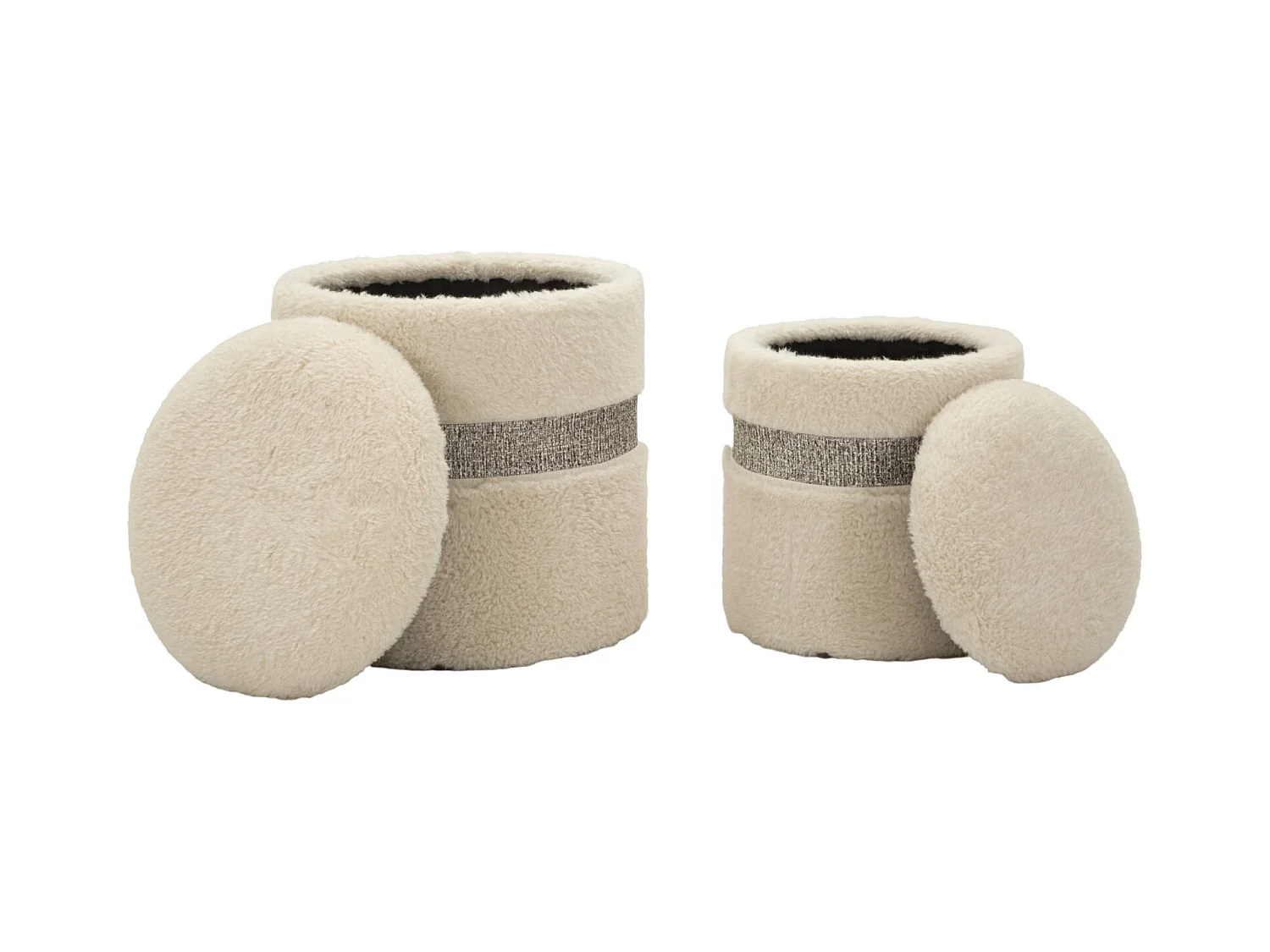 Lot de 2 poufs récipients à crème cm ø 40x47-32x38