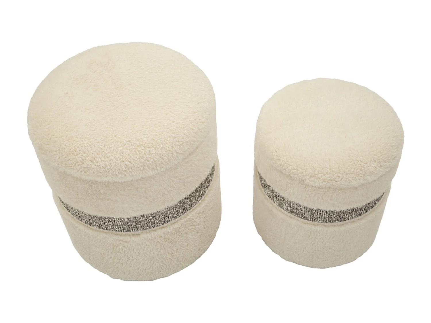 Lot de 2 poufs récipients à crème cm ø 40x47-32x38