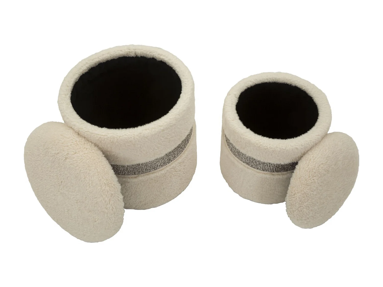 Lot de 2 poufs récipients à crème cm ø 40x47-32x38