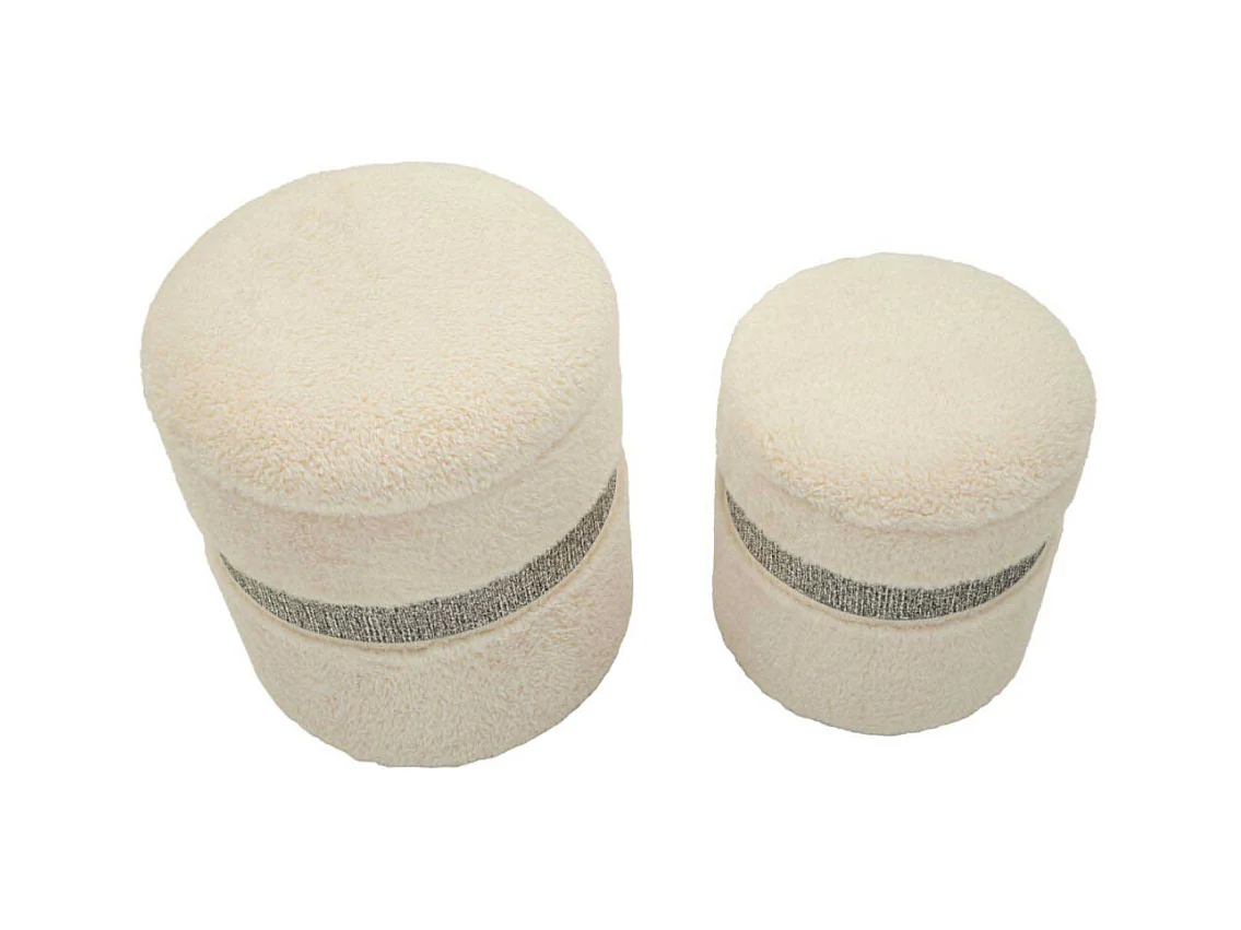 Lot de 2 poufs récipients à crème cm ø 40x47-32x38