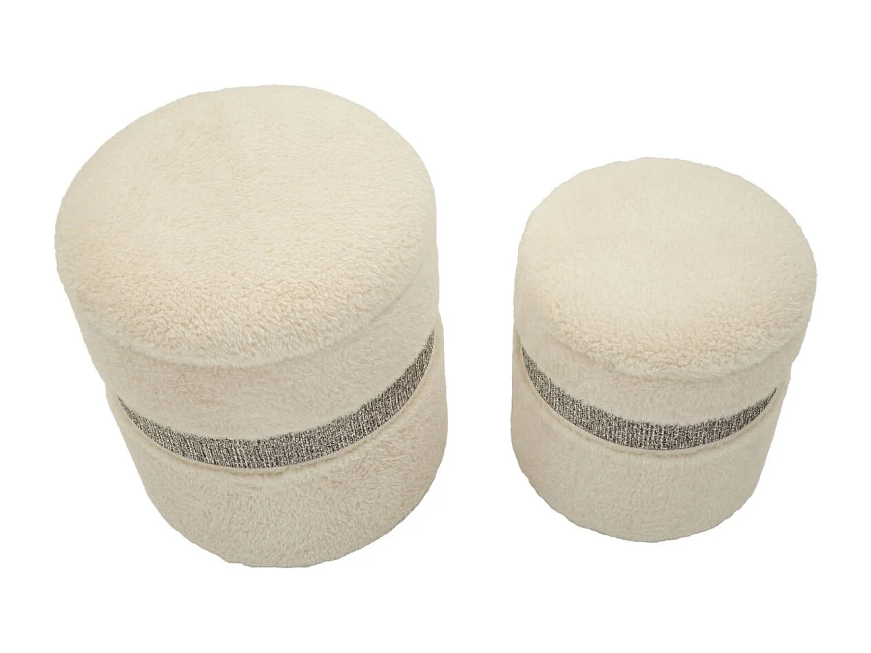 Lot de 2 Poufs Coffres "Saint Moritz" 47cm Crème