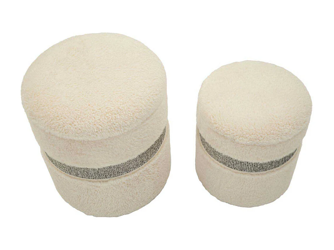 Lot de 2 Poufs Coffres "Saint Moritz" 47cm Crème