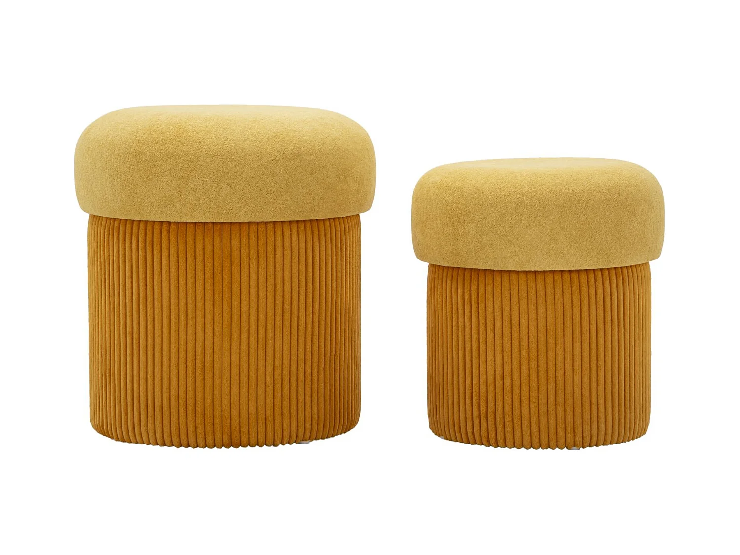Lot de 2 poufs conteneurs moutarde cm ø 42x44-35x37