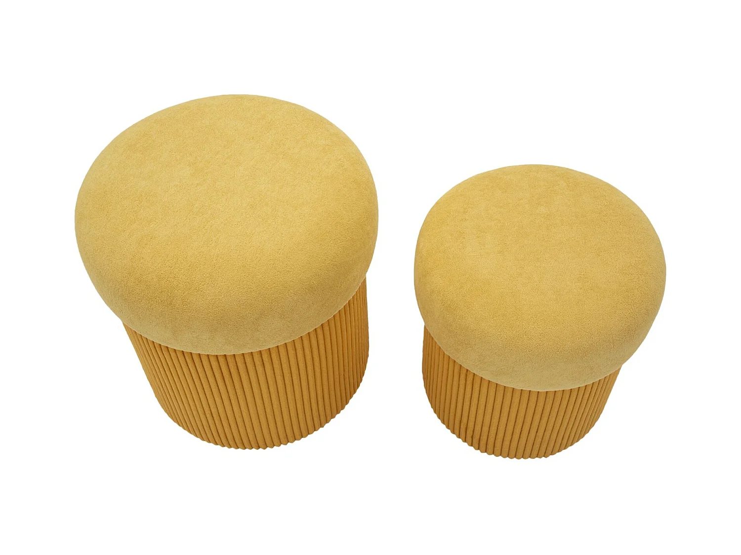 Lot de 2 poufs conteneurs moutarde cm ø 42x44-35x37