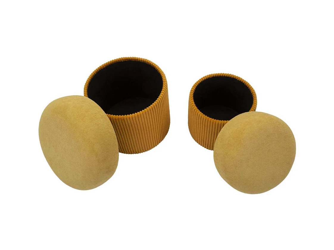 Lot de 2 poufs conteneurs moutarde cm ø 42x44-35x37