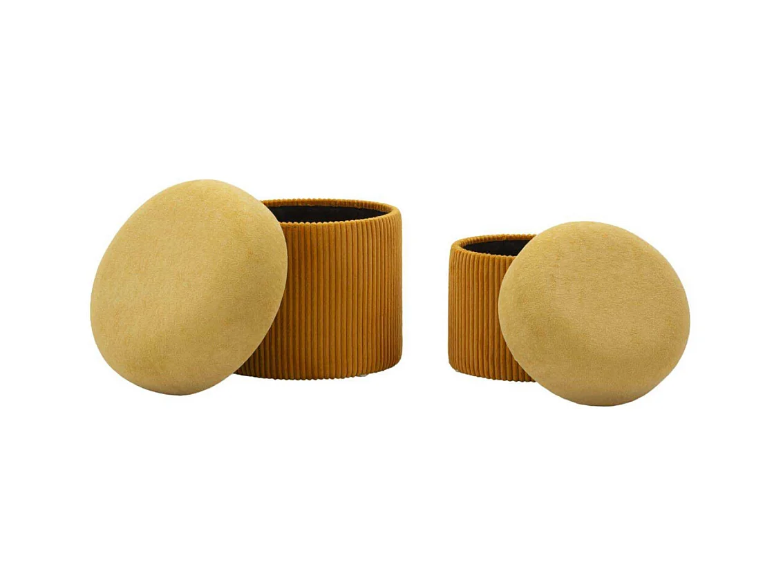 Lot de 2 poufs conteneurs moutarde cm ø 42x44-35x37