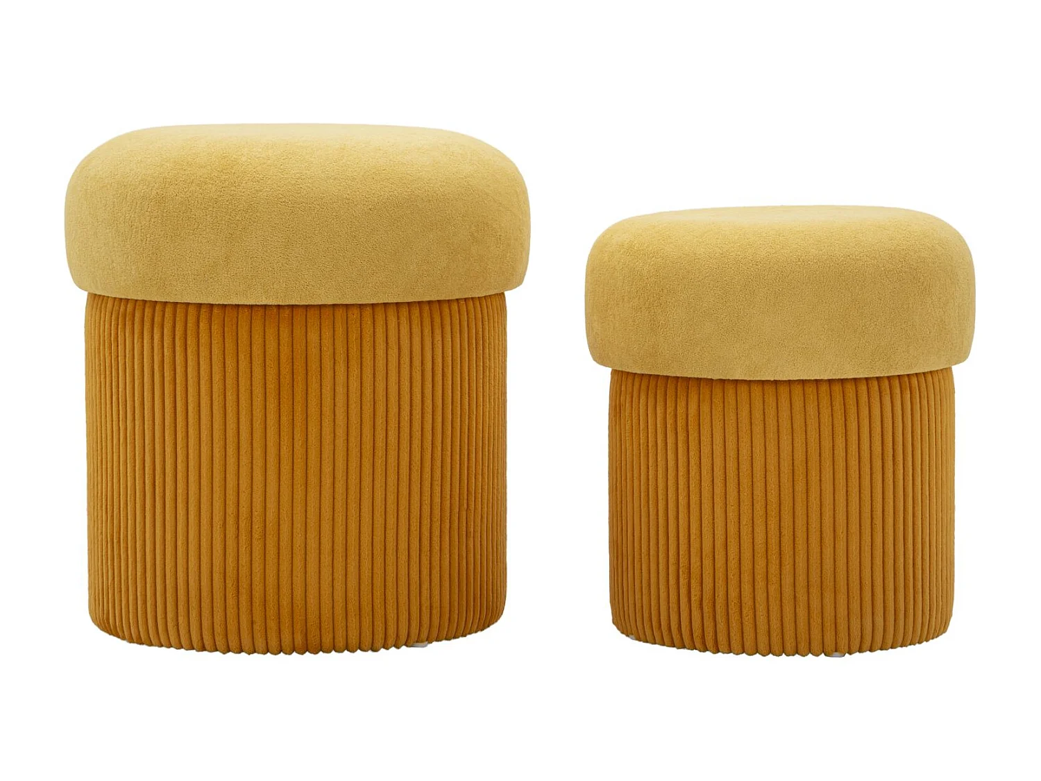 Lot de 2 poufs conteneurs moutarde cm ø 42x44-35x37