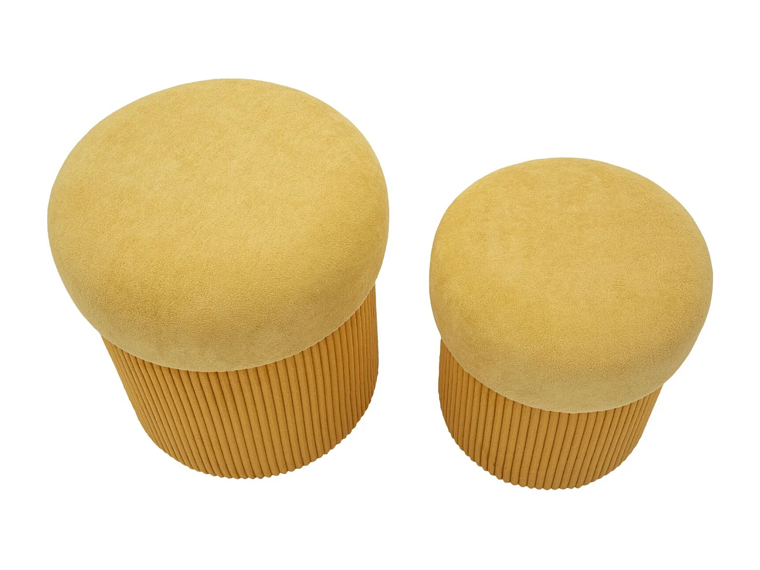Lot de 2 poufs conteneurs moutarde cm ø 42x44-35x37