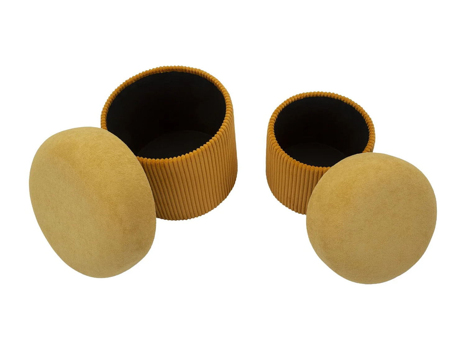 Lot de 2 poufs conteneurs moutarde cm ø 42x44-35x37
