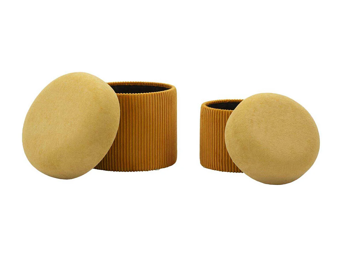 Lot de 2 poufs conteneurs moutarde cm ø 42x44-35x37