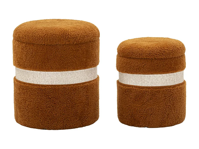 Lot de 2 poufs de rangement marron cm ø 40x47-32x38