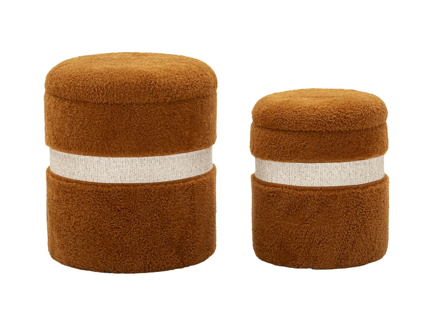 Lot de 2 poufs de rangement marron cm ø 40x47-32x38