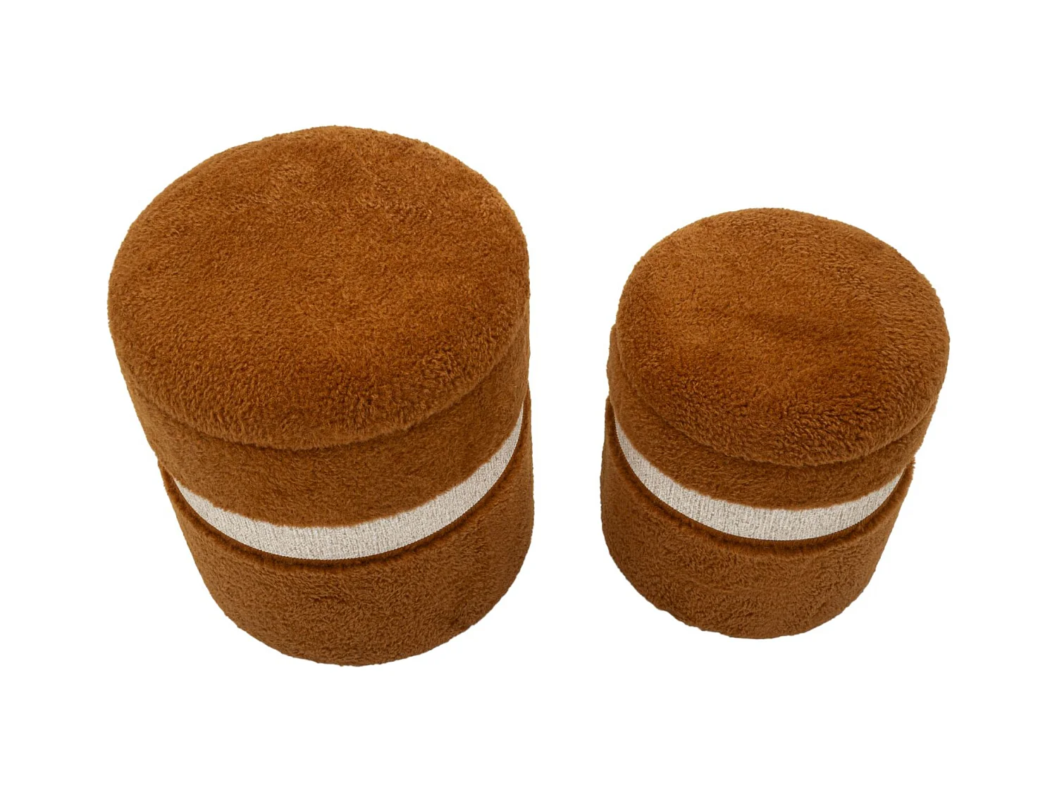 Lot de 2 poufs de rangement marron cm ø 40x47-32x38